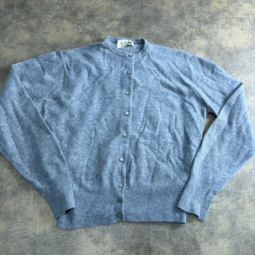 Dalton Cardigan Sweater Womens XL Gray Virgin Cashmere True Vintage Pearl Button